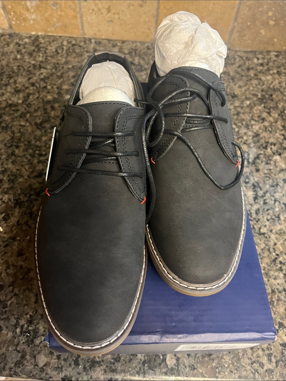 Jousen Men's Black Oxford suede Derby Shoes 7 NIB
